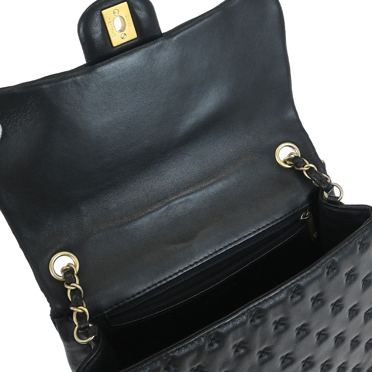 Chanel 2017 Black Lambskin Cross Stitch Coco Handle 2way Shoulder Handbag