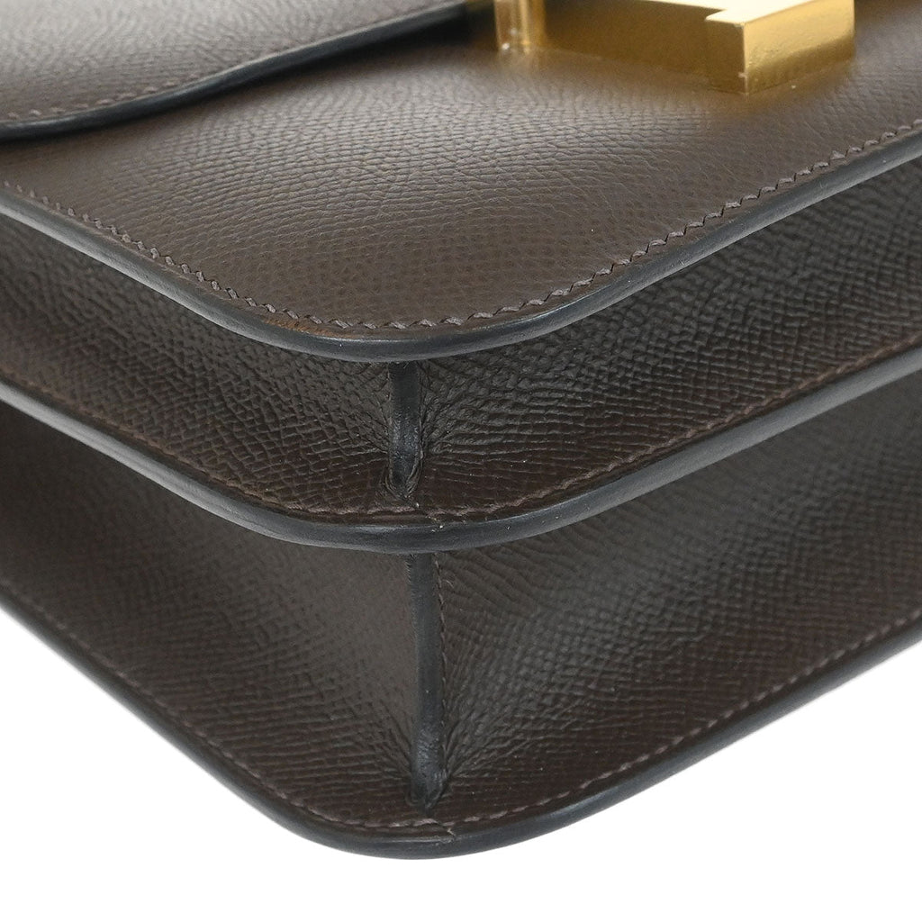 Hermes Moka Epsom Constance 23 Shoulder Bag