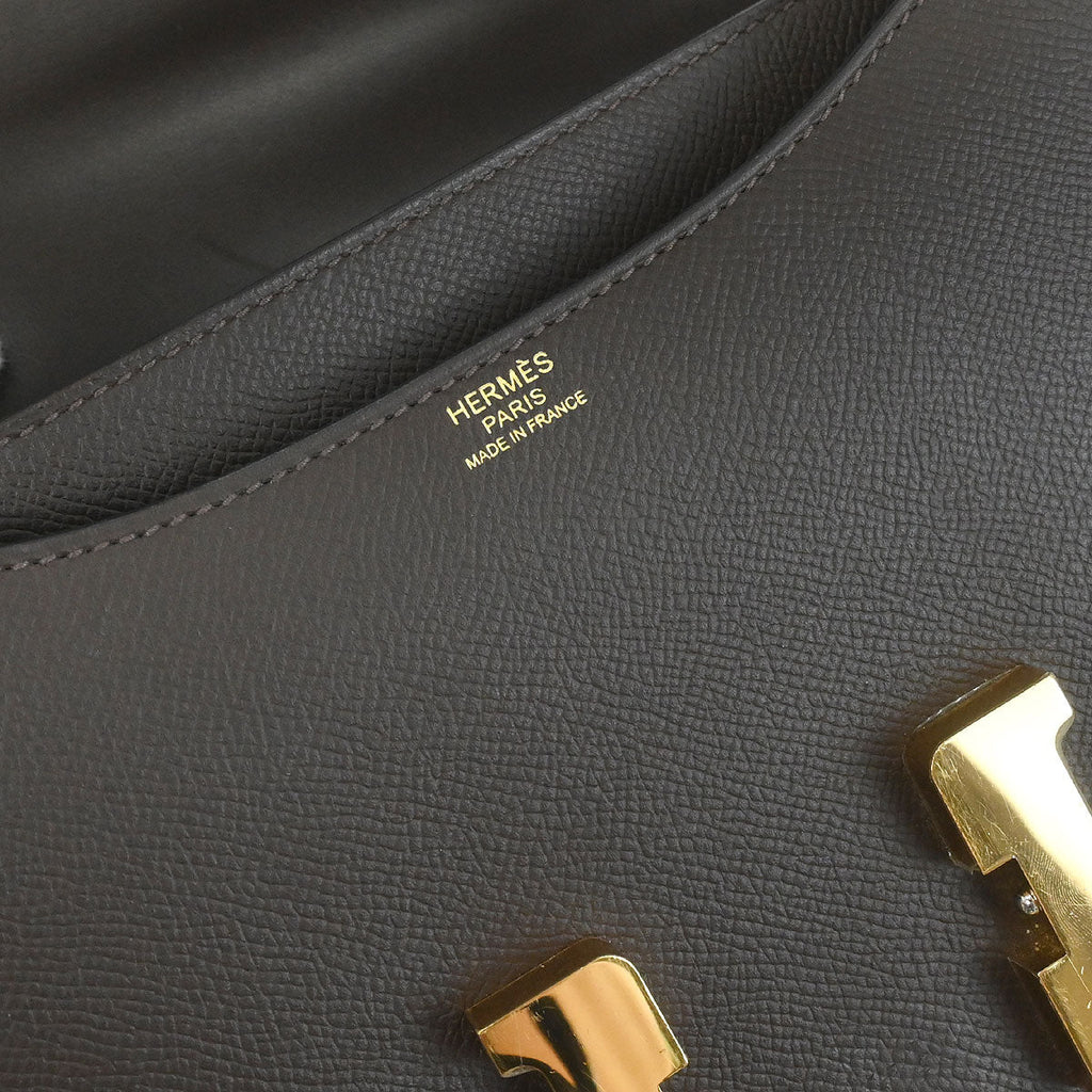 Hermes Moka Epsom Constance 23 Shoulder Bag
