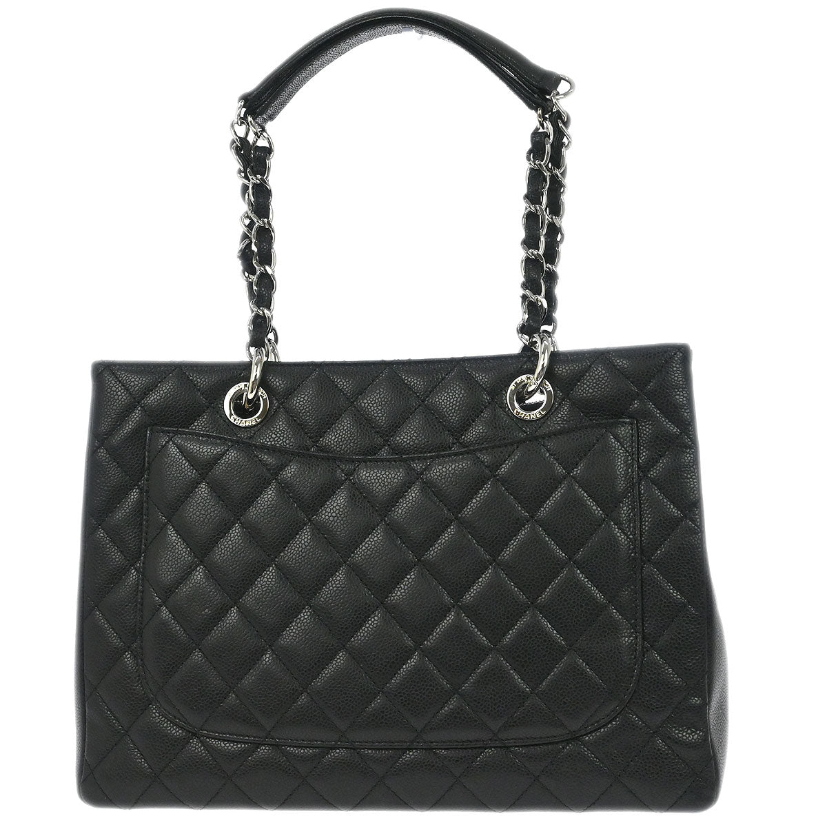 Chanel 2013-2014 Black Caviar Skin Grand Shopping Tote GST Chain Handbag