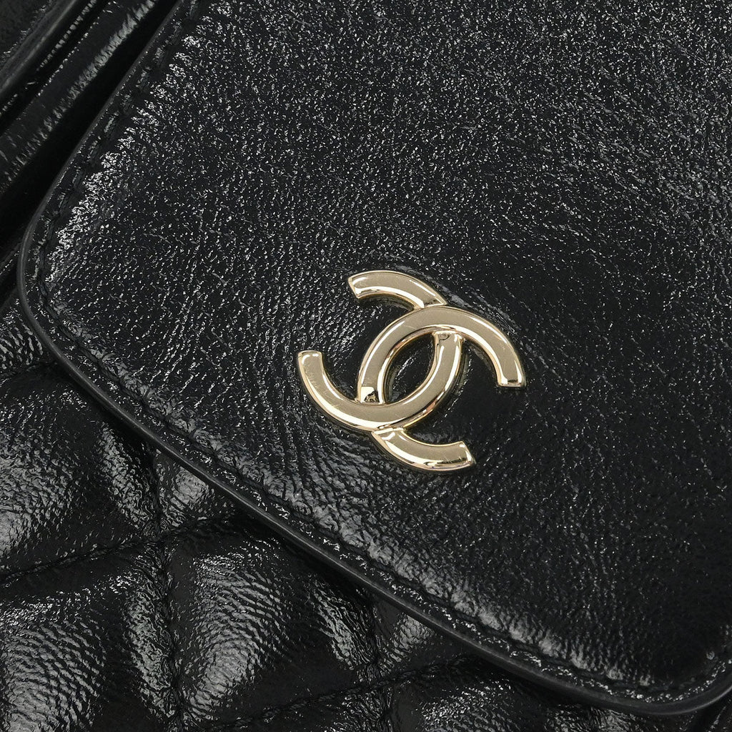 Chanel 2019 Black Calfskin Double Pocket Flap Shoulder Bag