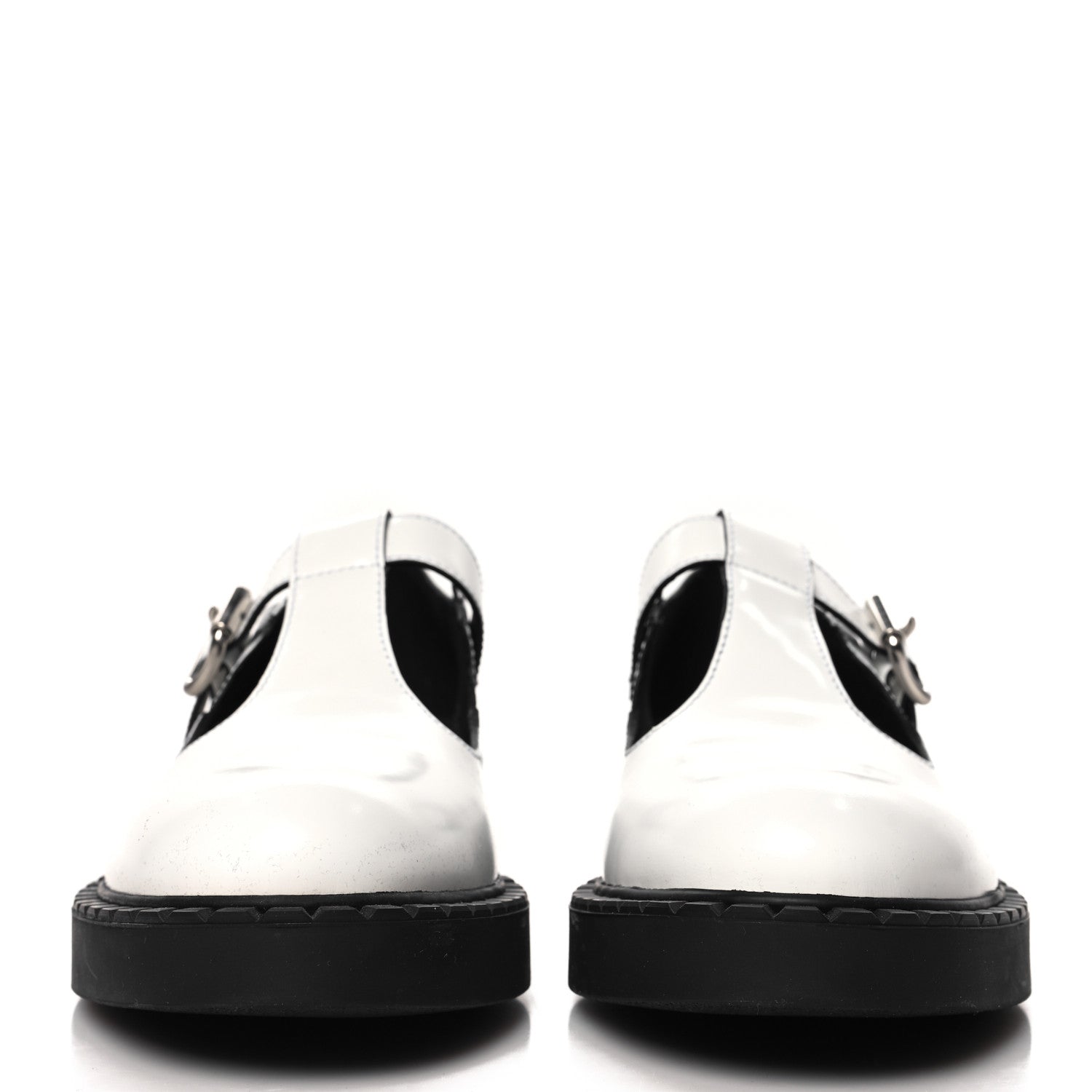 Prada Spazzolato Womens Mary Jane T Strap 40mm Loafers 39.5 White