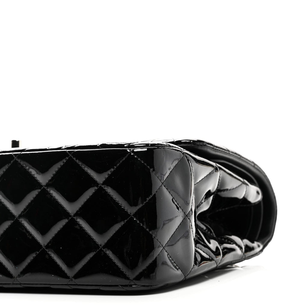 Chanel Patent Quilted Jumbo Double Flap Black