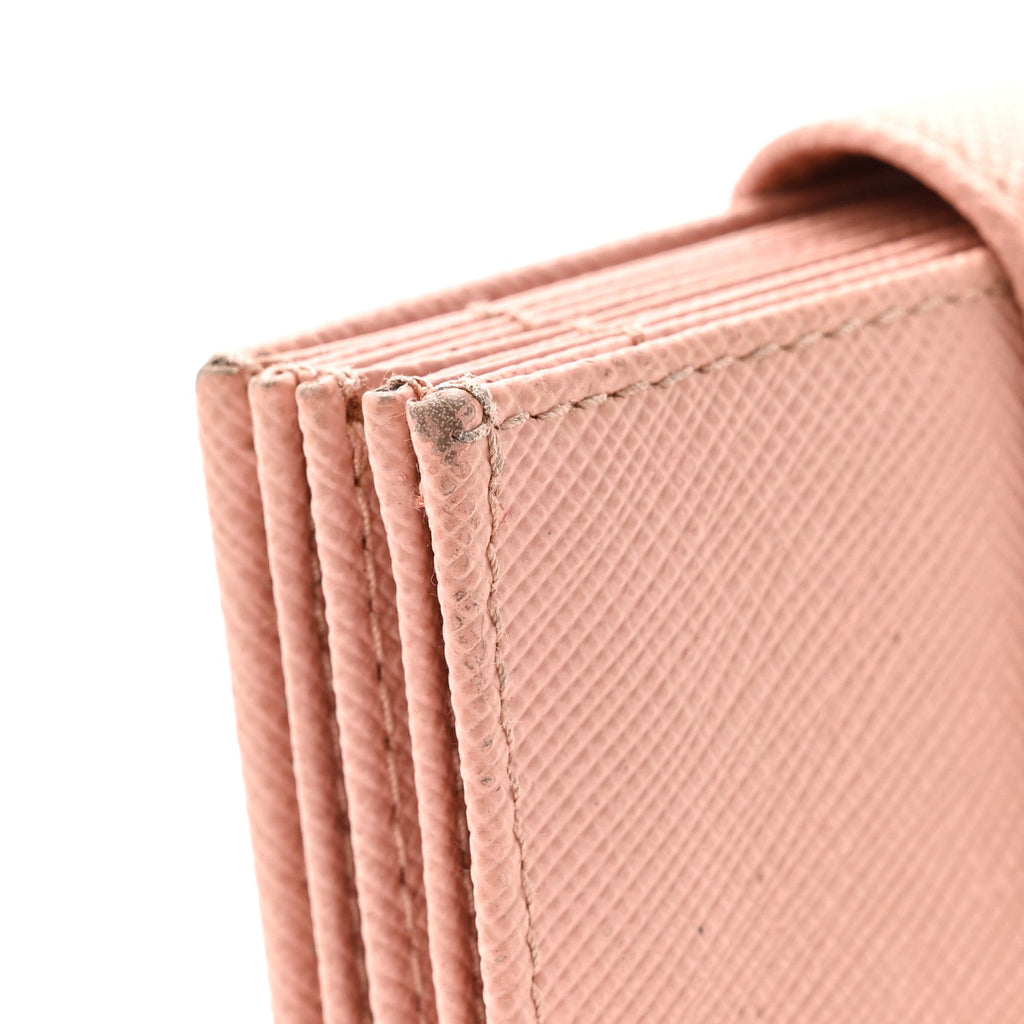 Prada Saffiano Metal Gusseted Card Holder Orchidea