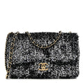 Chanel Sequin Quilted Small Single Flap Black White Grey