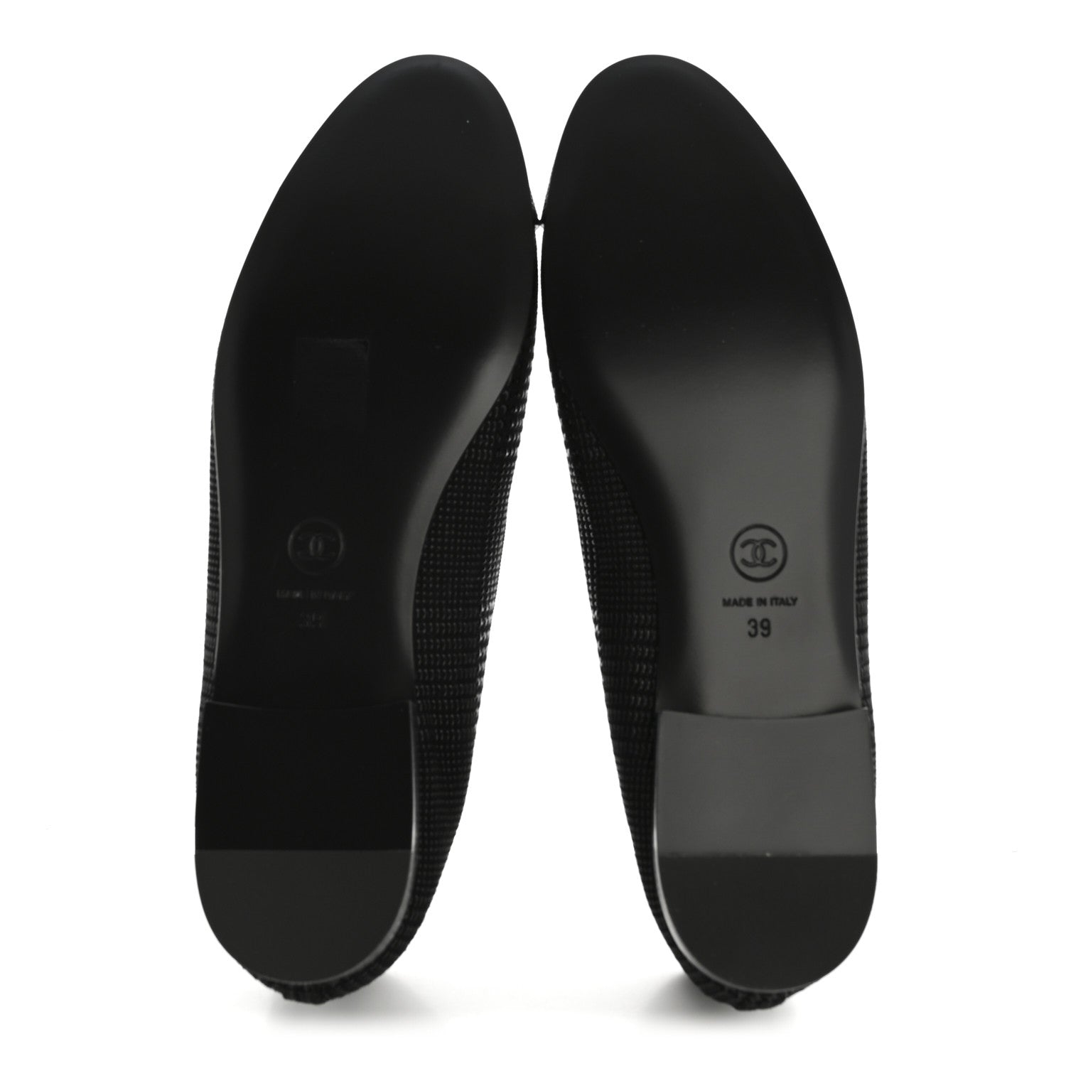 Chanel Suede Kidskin Cap Toe CC Ballerina Flats 39 Black