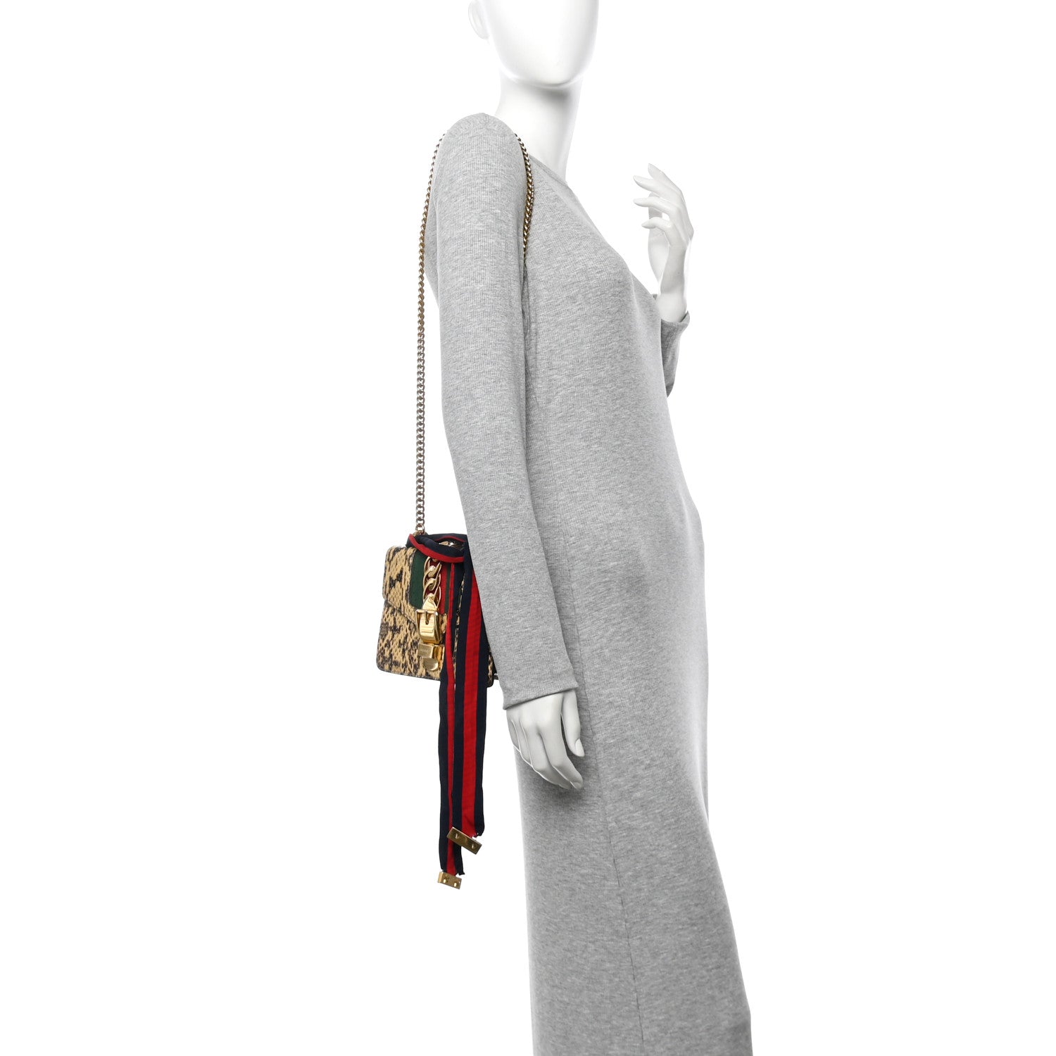 Gucci Snakeskin Mini Sylvie Chain Shoulder Bag Roccia