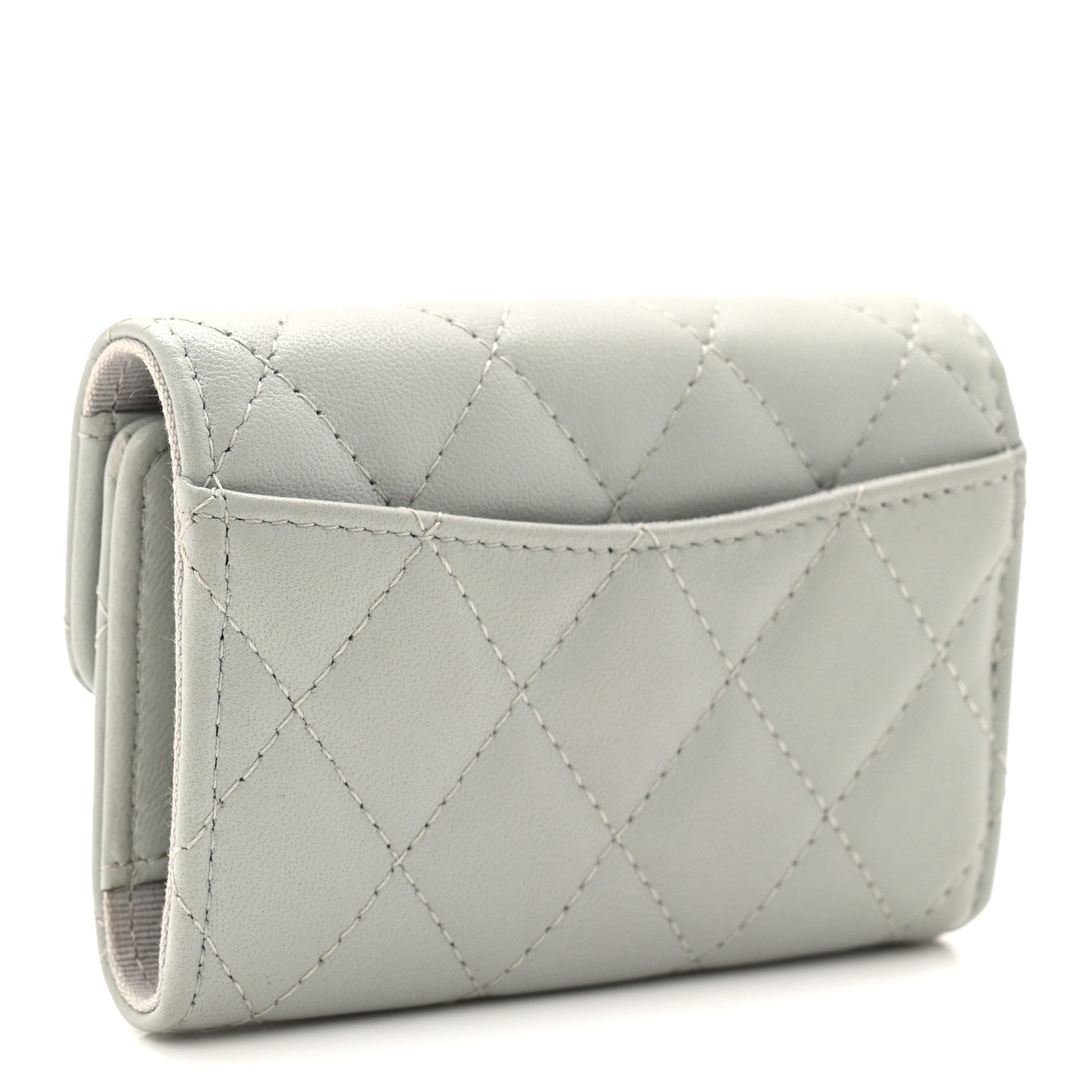 Lambskin Quilted Classic 4 Key Holder Wallet Grey