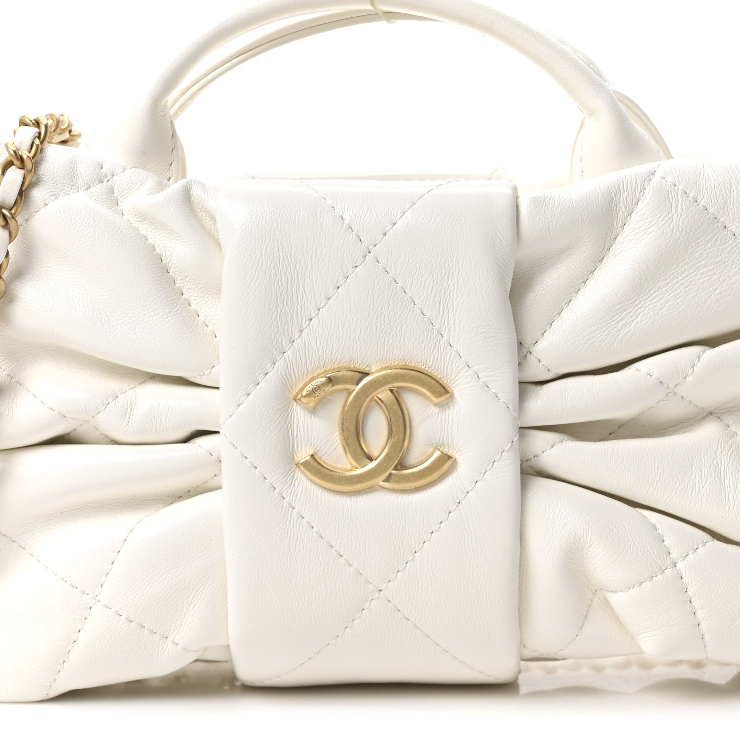 Chanel Lambskin Quilted Mini Bow Bag White