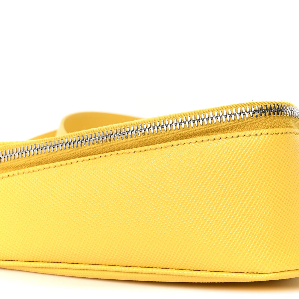 Prada Saffiano Triangle Shoulder Belt Bag Sunny Yellow