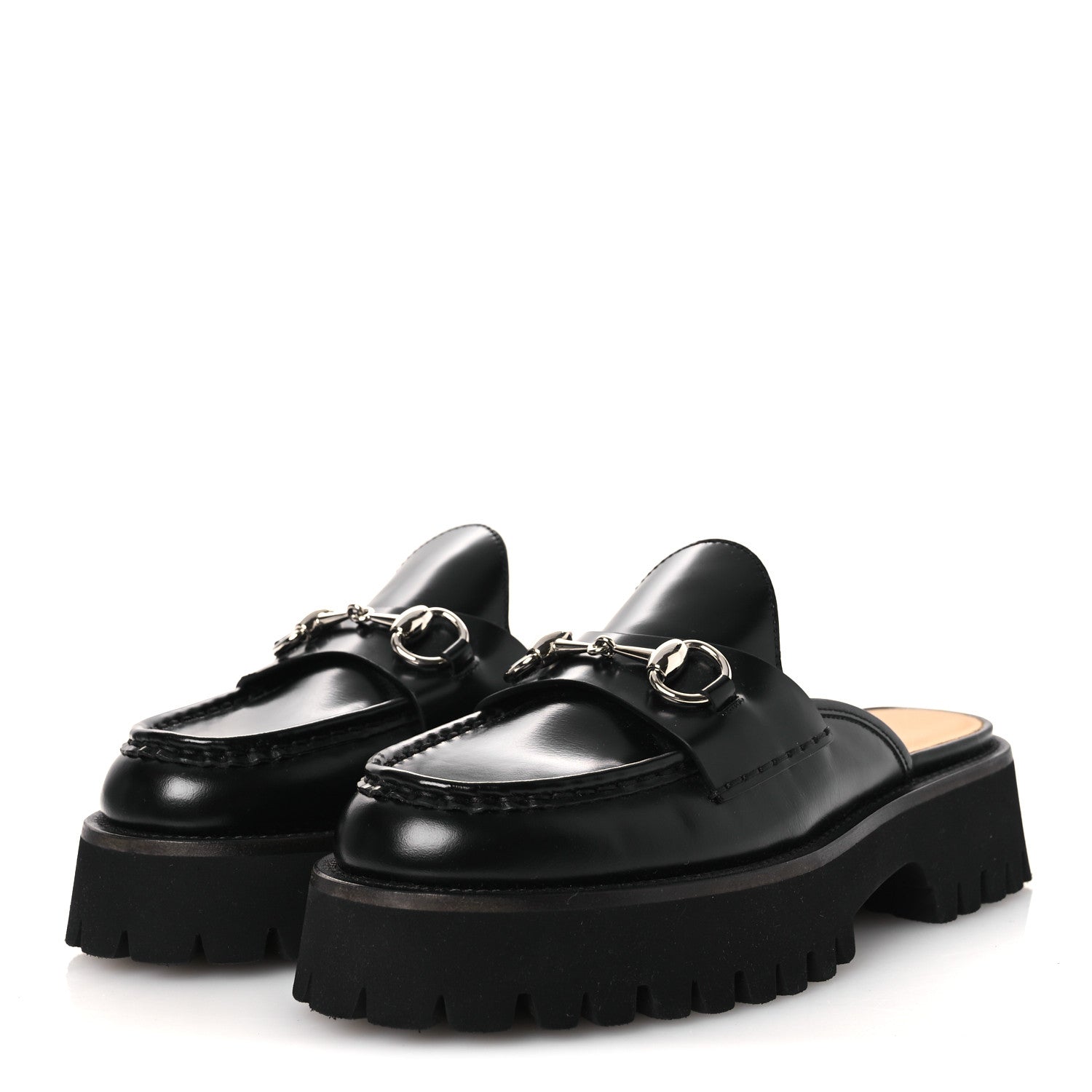 Gucci Cordovan Lux Womens Sylke Horsebit Platform Mules 37 Black