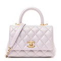 Chanel Metallic Caviar Quilted Extra Mini Coco Handle Flap Light Pink