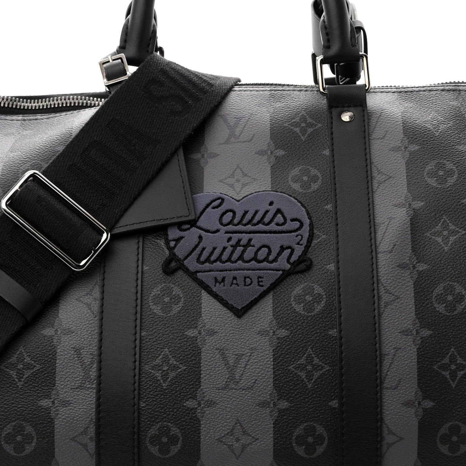 Louis Vuitton X NIGO Monogram Eclipse Stripes LV Keepall Bandouliere 50