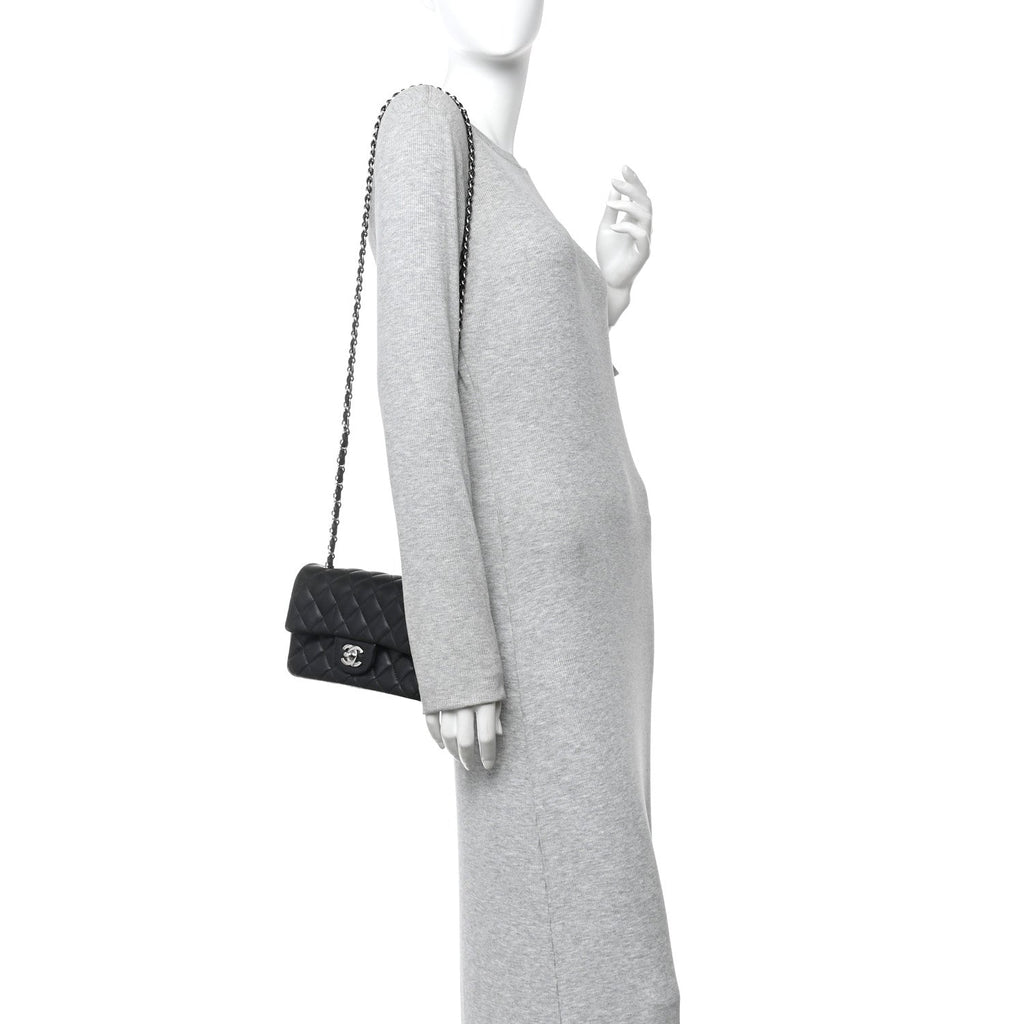 Chanel Lambskin Quilted Mini Rectangular Flap Black