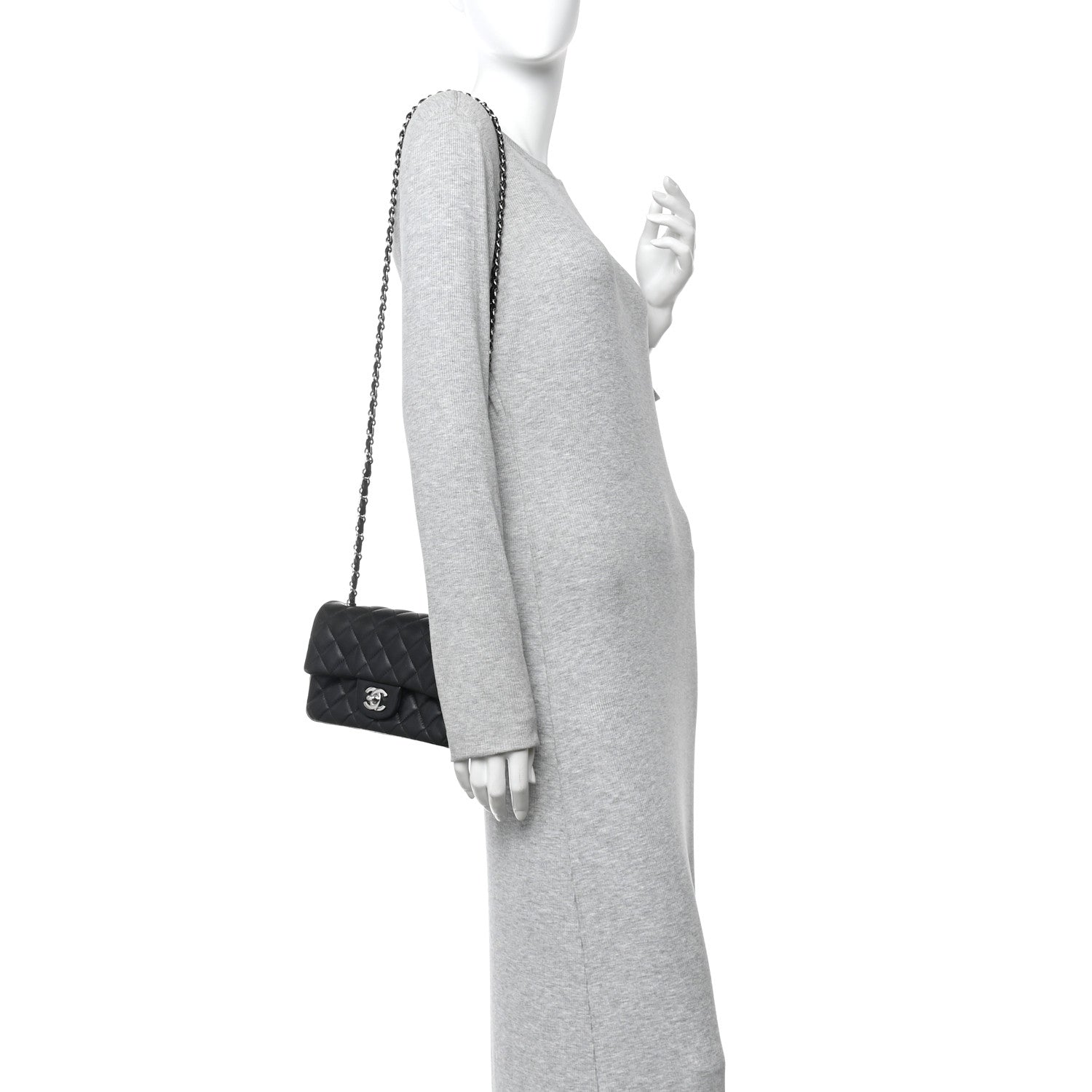 Chanel Lambskin Quilted Mini Rectangular Flap Black