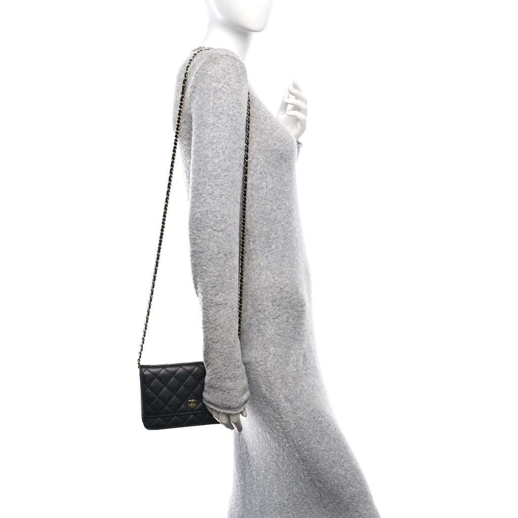 Chanel Caviar Quilted Wallet On Chain WOC Black