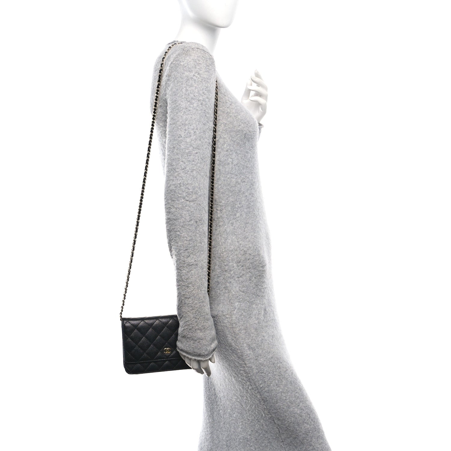 Chanel Caviar Quilted Wallet On Chain WOC Black