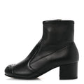 Chanel Stretch Lambskin Cap Toe CC Short Boots 36.5 Black
