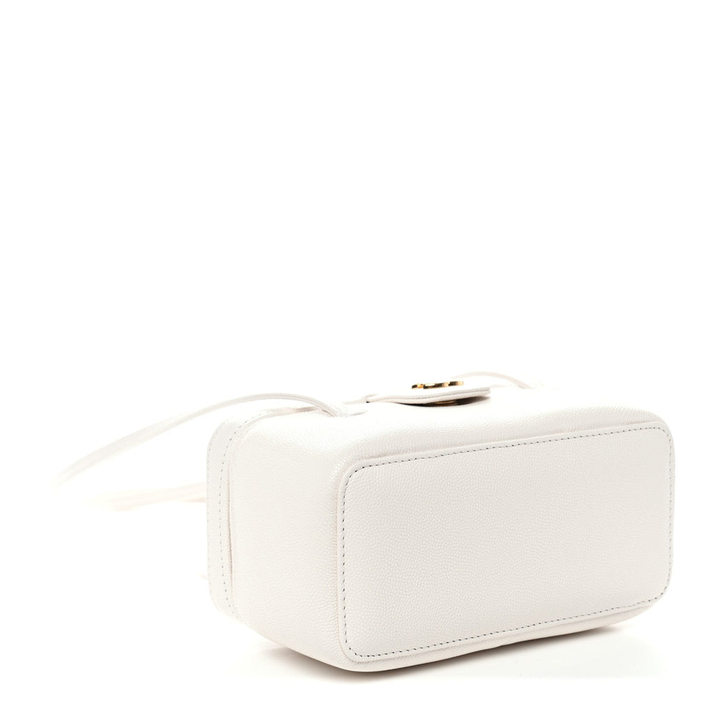 Chanel Shiny Caviar Preppy Coco Long Vanity With Strap White
