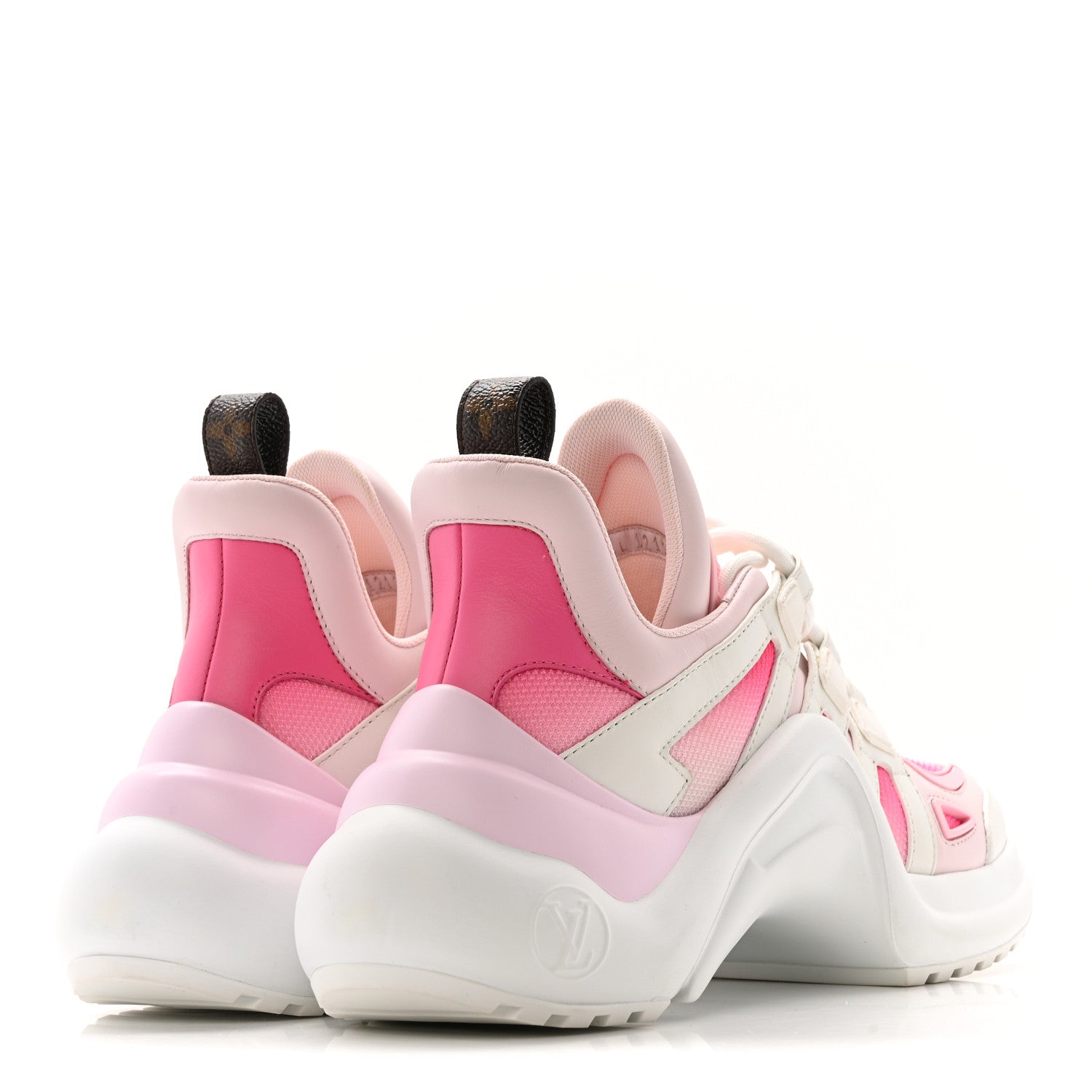 Louis Vuitton Calfskin Technical Nylon LV Archlight Sneakers 37 White Pink