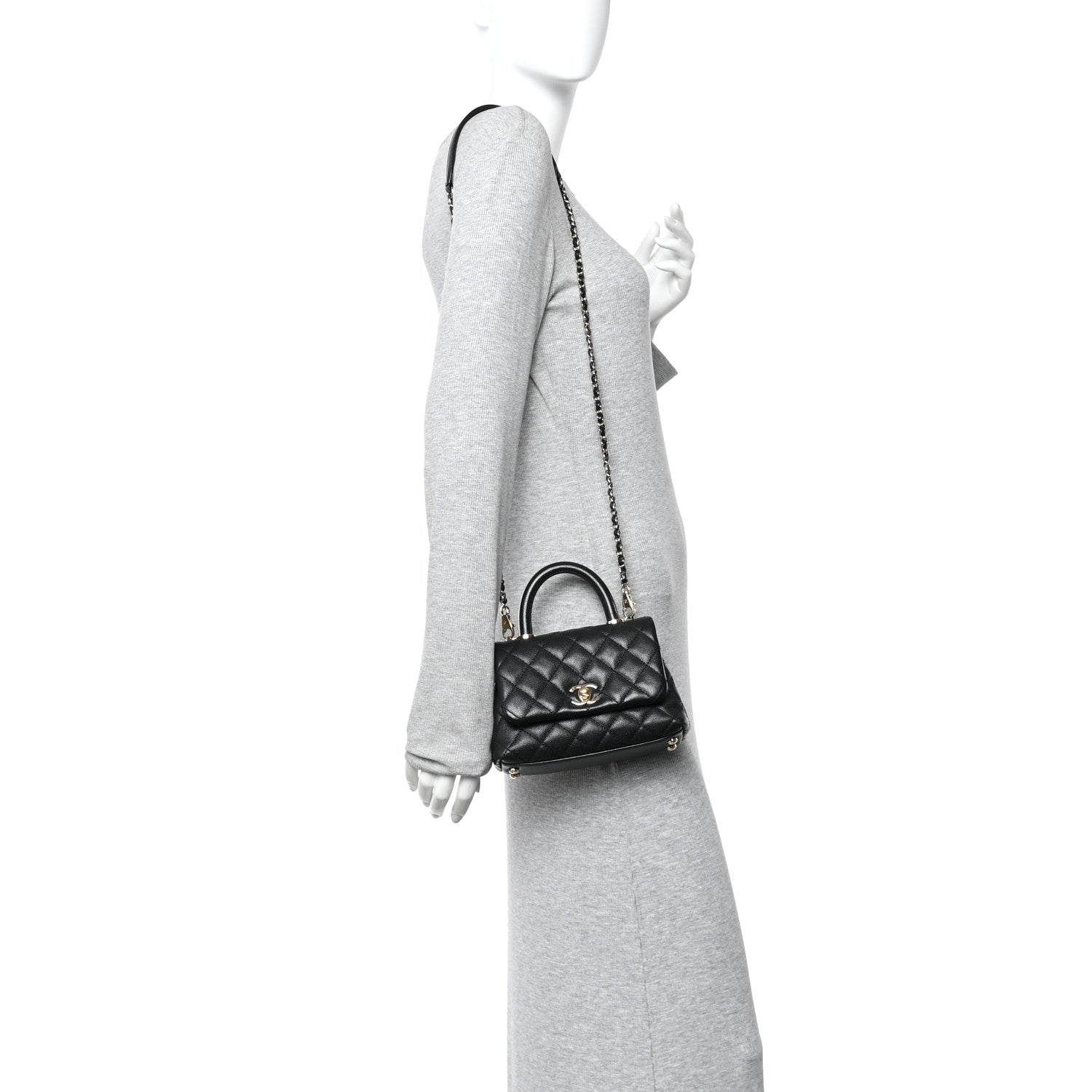 Chanel Caviar Quilted Extra Mini Coco Handle Flap Black