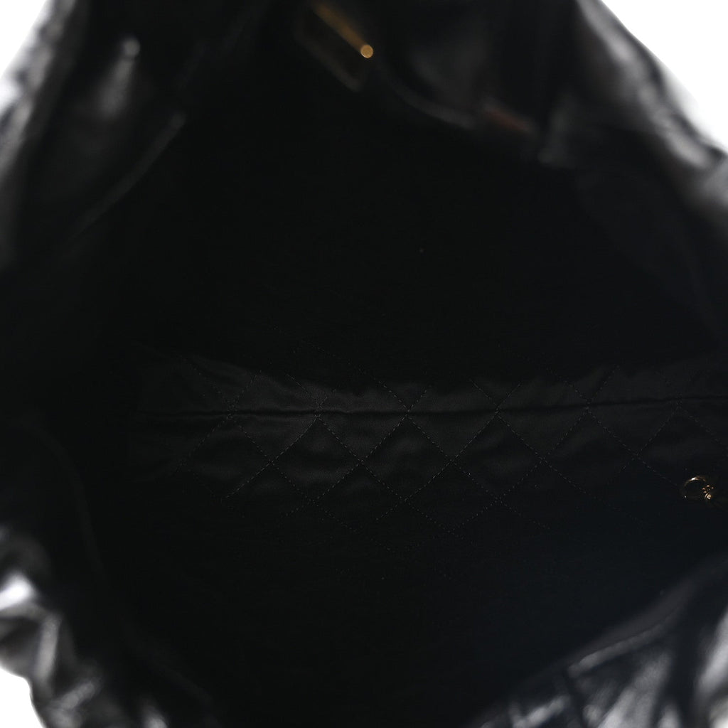 Chanel Shiny Calfskin Quilted Chanel 22 Backpack Black