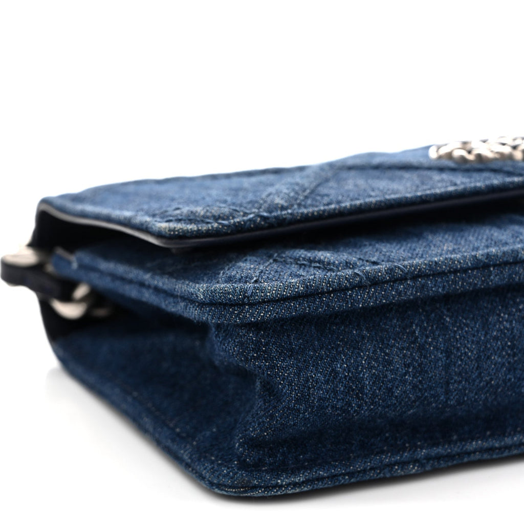 Chanel Denim Quilted Chanel 19 Wallet On Chain WOC Blue