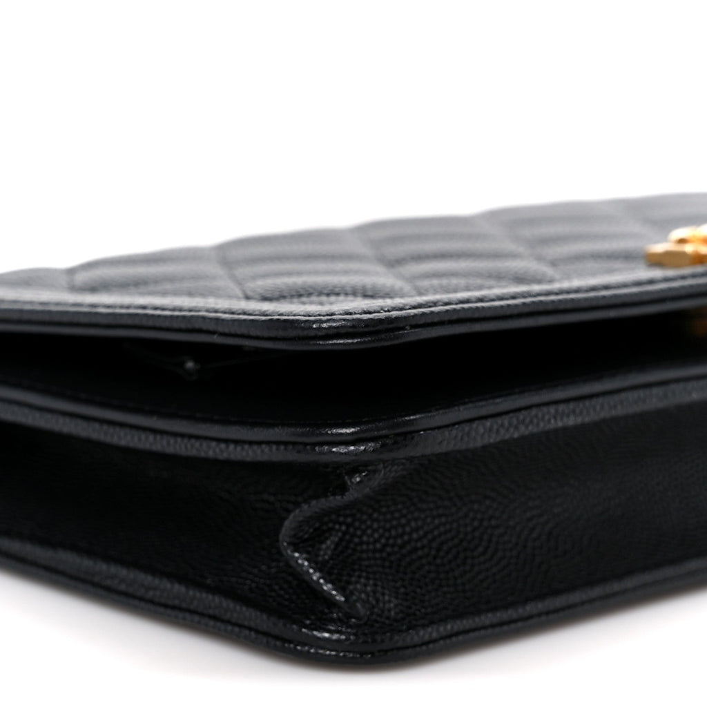 Chanel Caviar Quilted Boy Wallet On Chain WOC Black