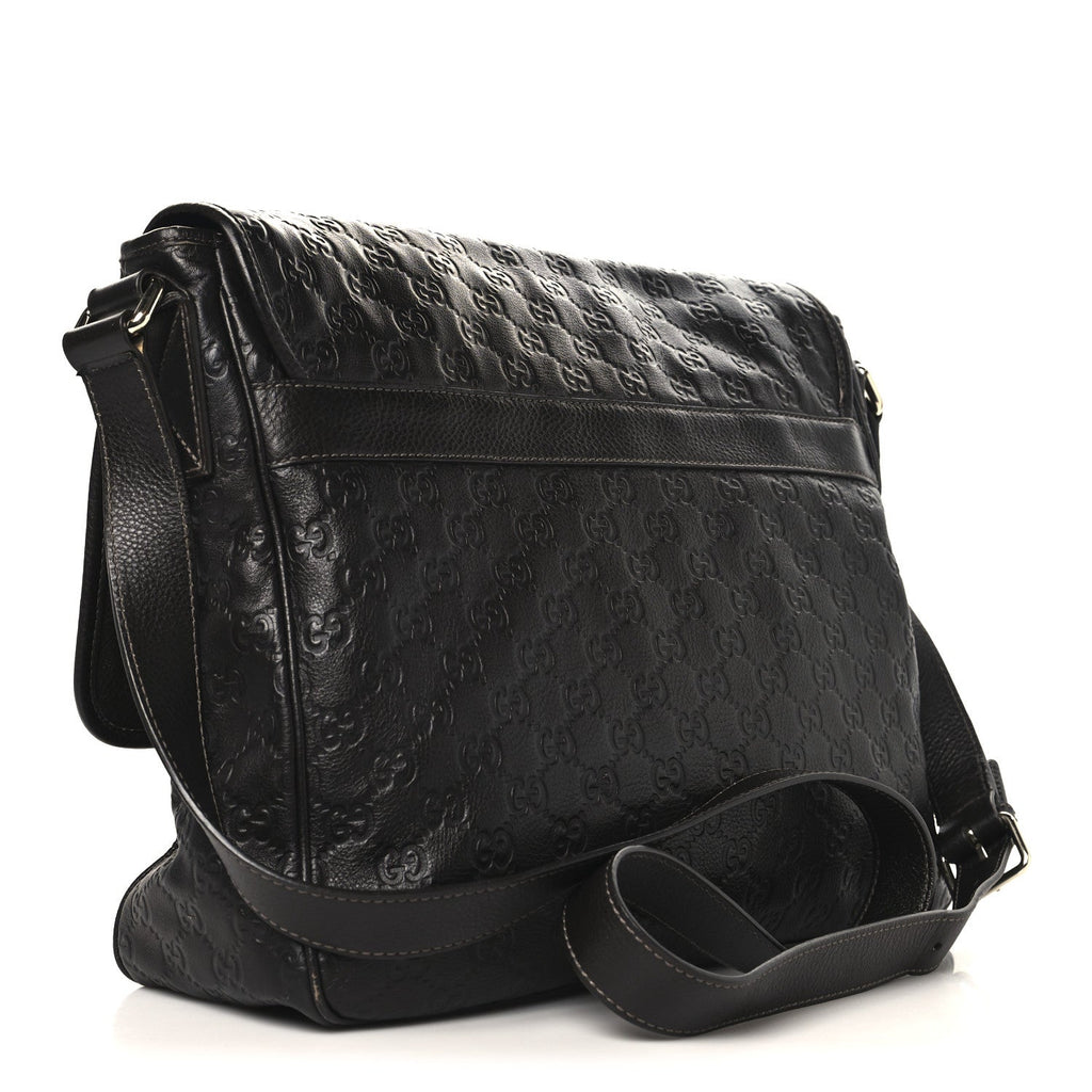 Gucci Guccissima Medium Flap Messenger Bag Chocolate