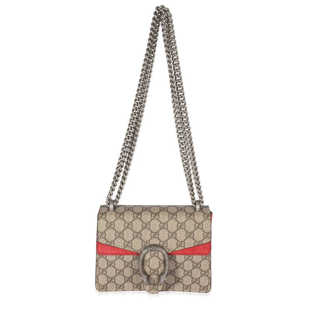 Gucci Red Suede GG Supreme Mini Dionysus