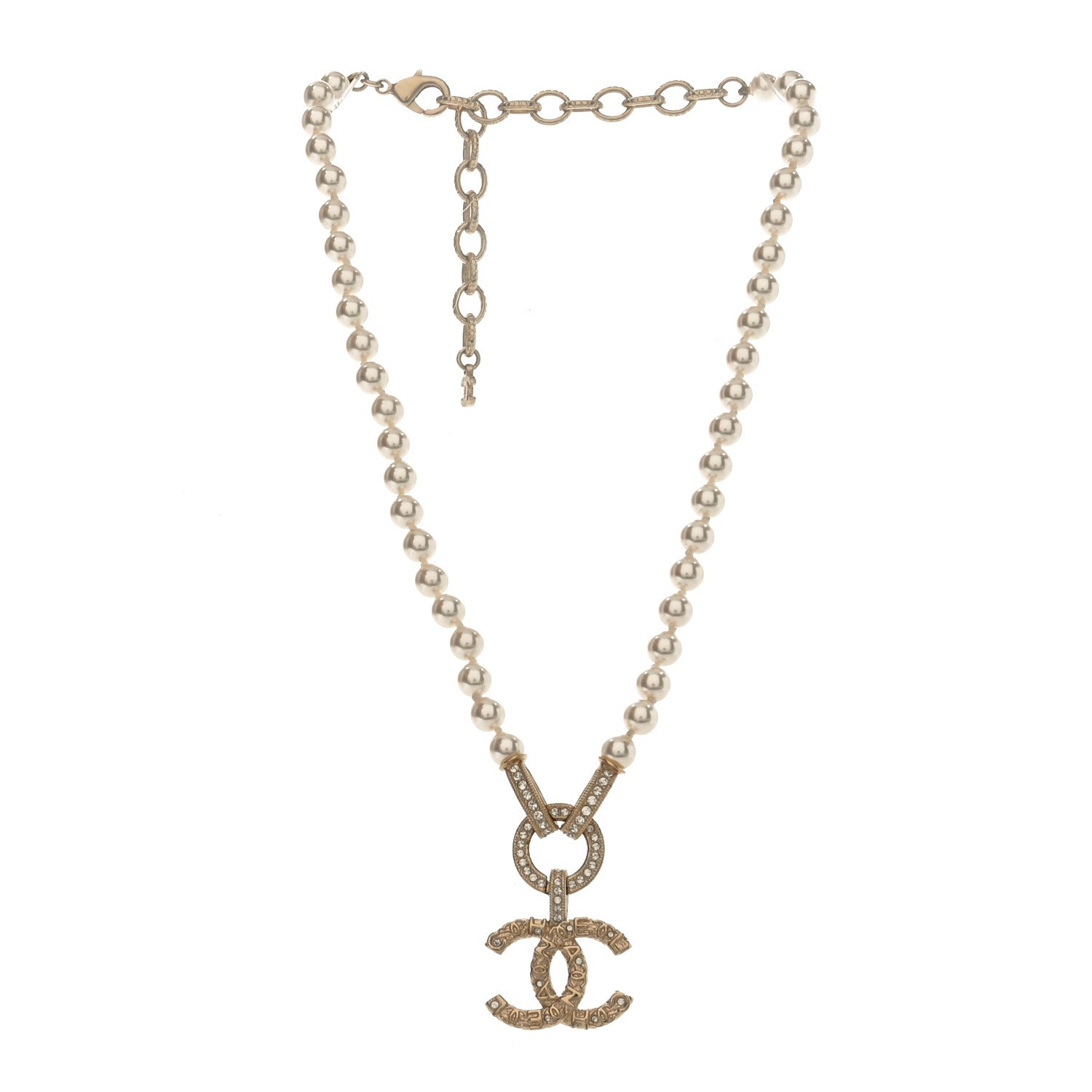 Pearl Crystal CC Short Necklace