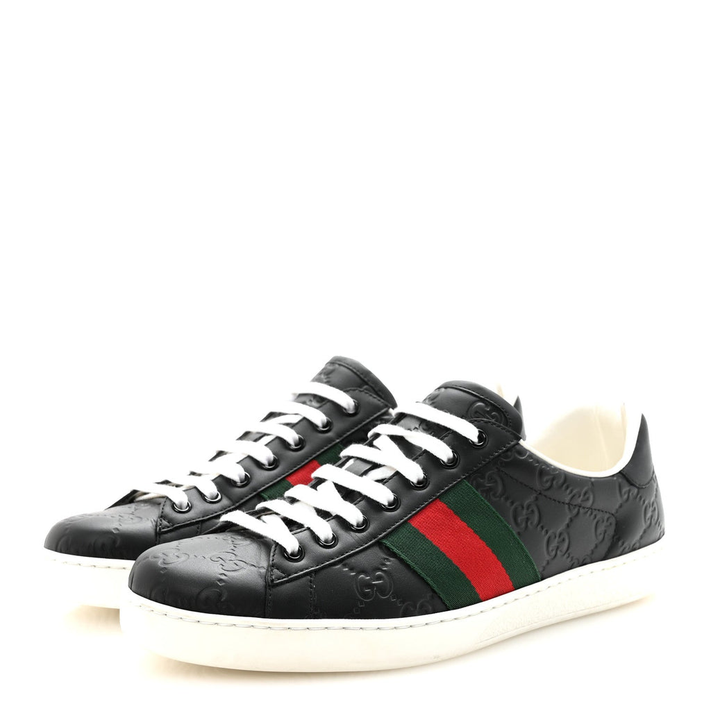 Gucci Guccissima Signature Web Mens Ace Sneakers 8.5 Black