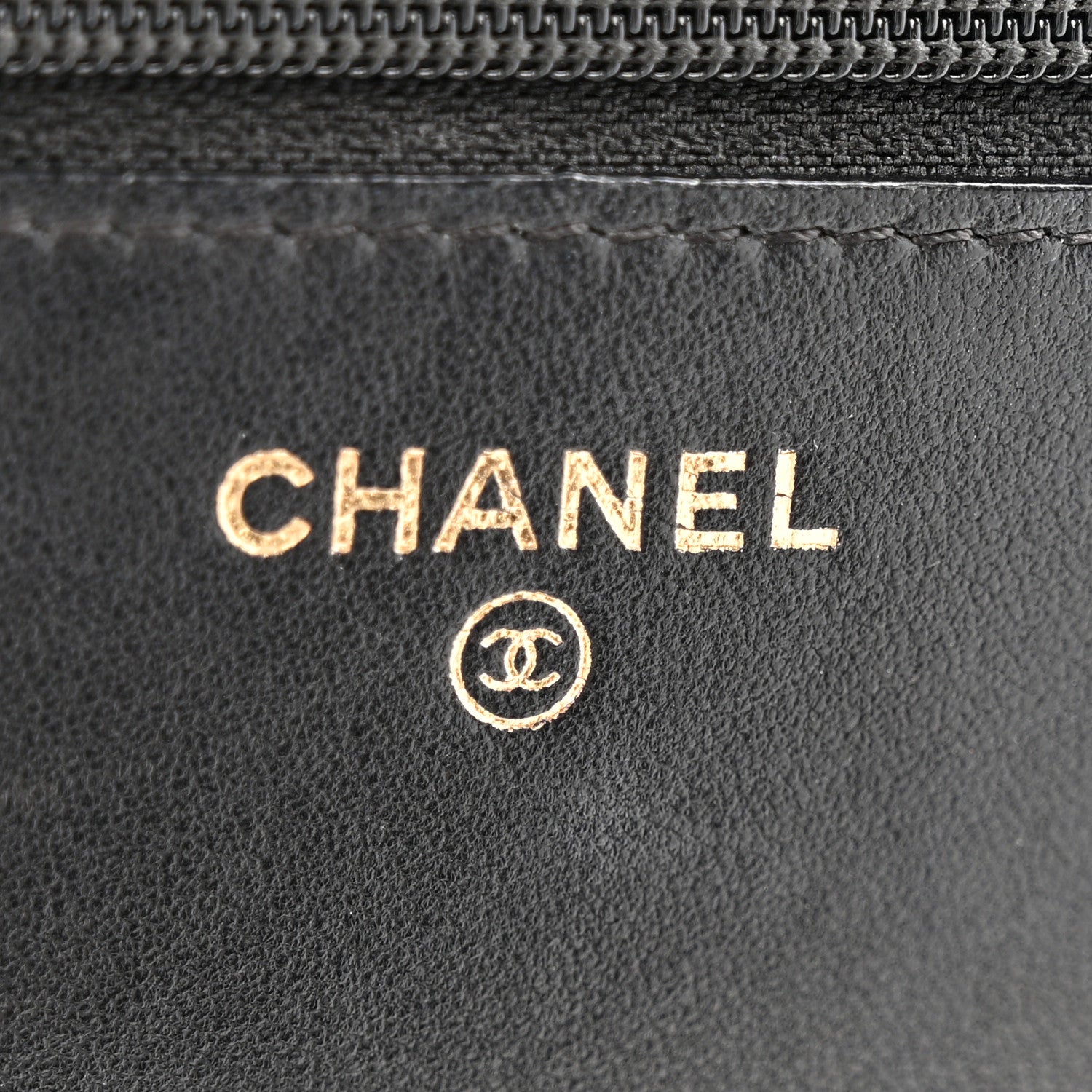 Chanel Lambskin Chevron Quilted Trendy CC Wallet On Chain WOC Black