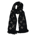Louis Vuitton Wool Silk Logomania Shine Scarf Black