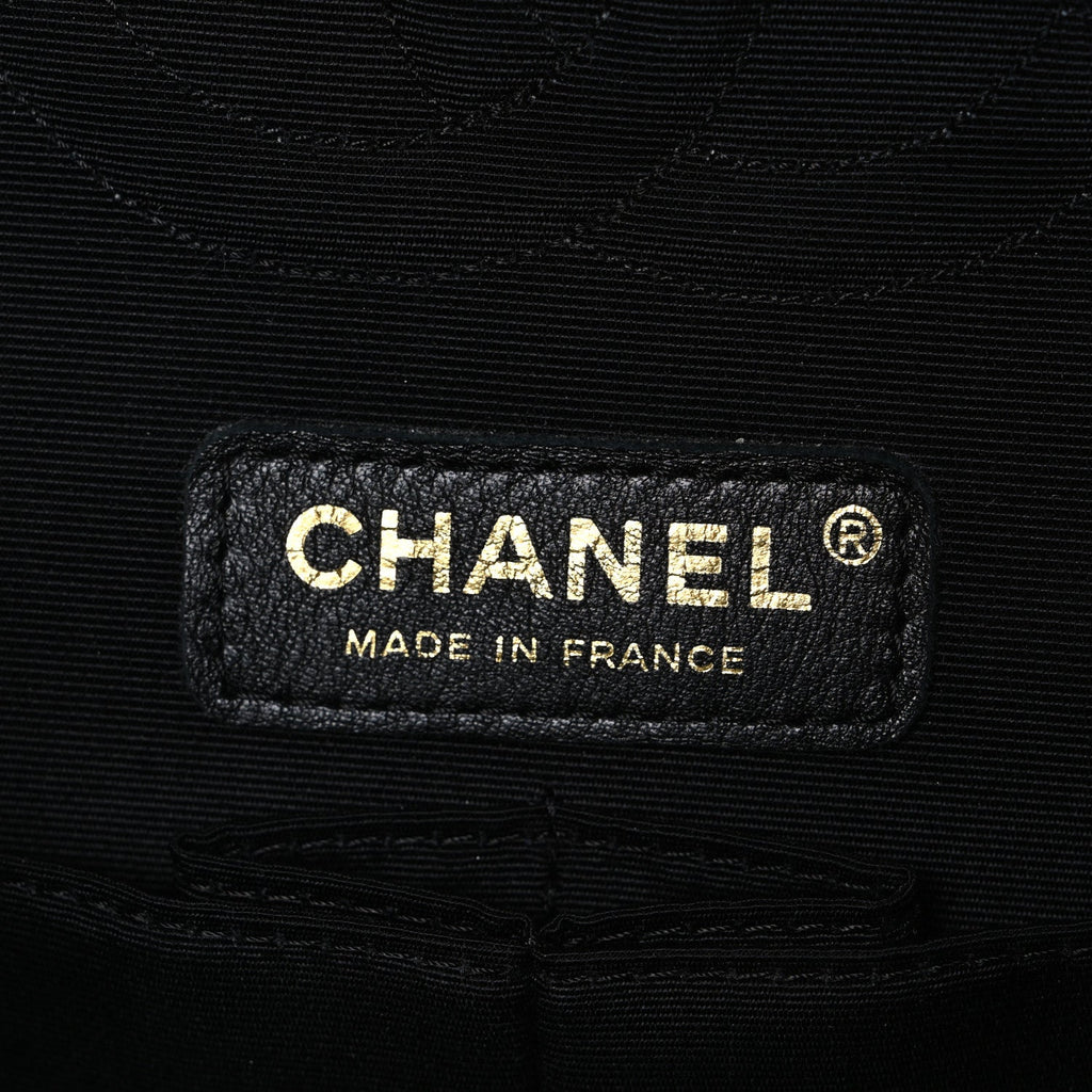 Chanel Patent Quilted Sparkle Glitter Medium Double Flap Black