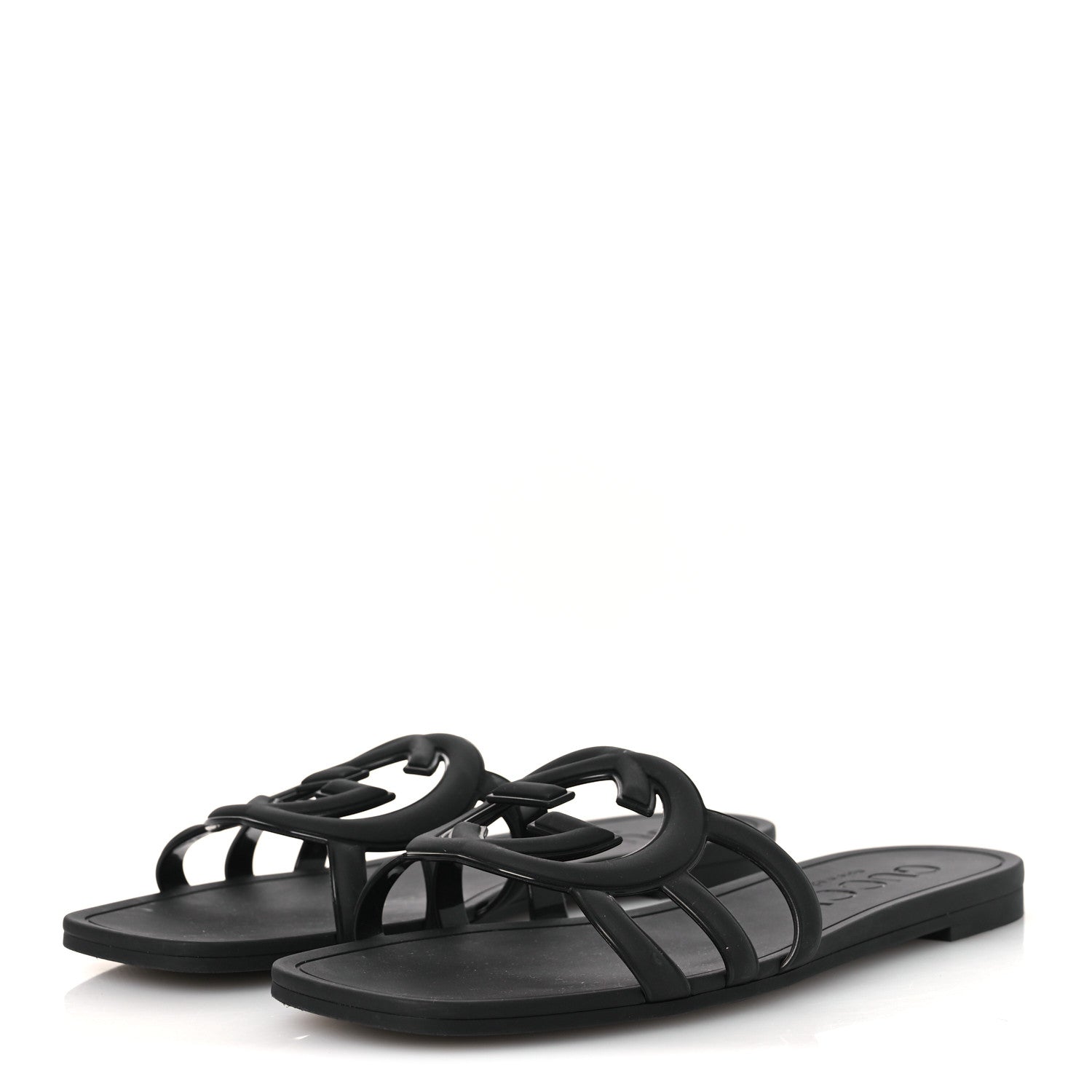 Gucci Rubber Interlocking G Womens Slide Sandals 38 Black