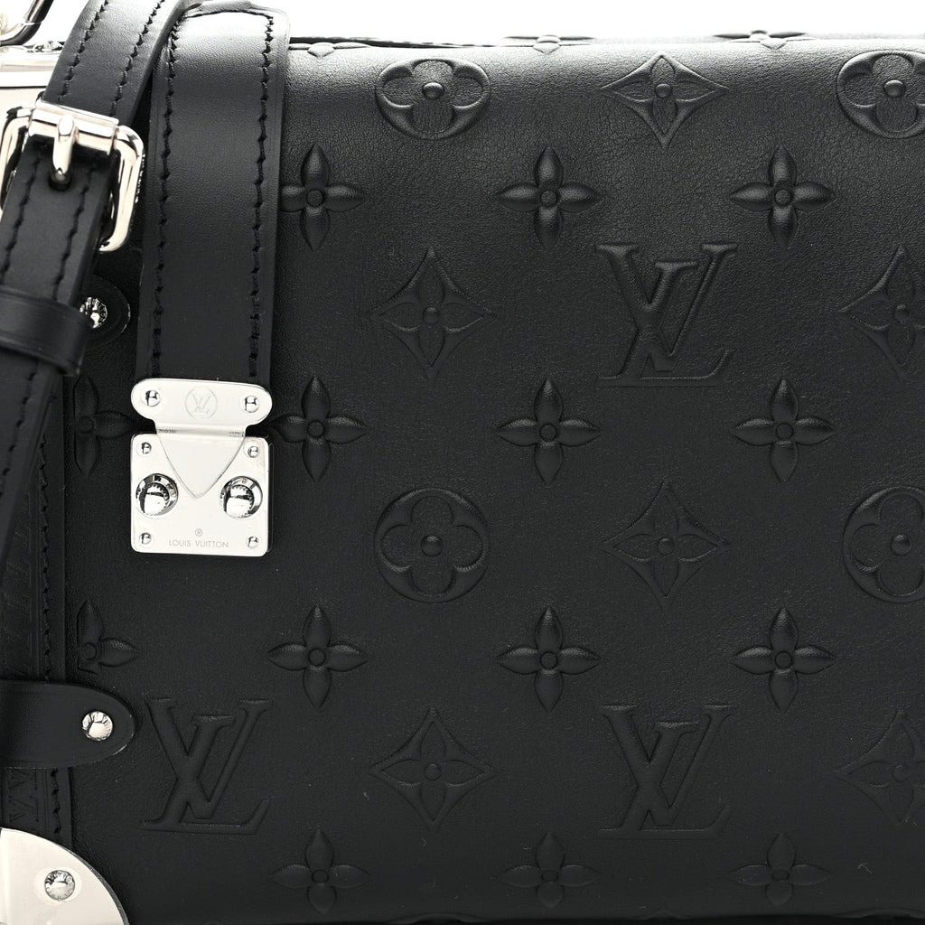 Louis Vuitton Calfskin Debossed Monogram Side Trunk Black
