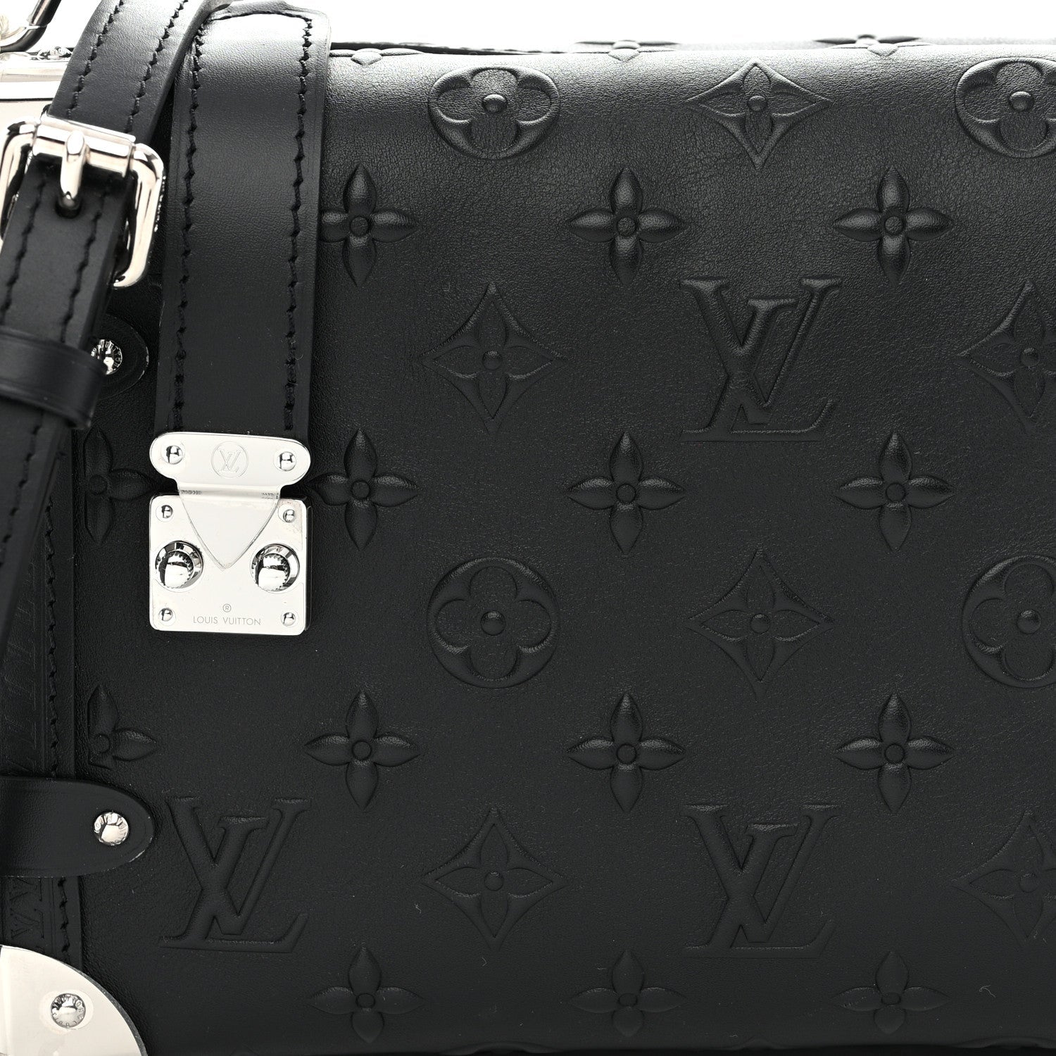 Louis Vuitton Calfskin Debossed Monogram Side Trunk Black