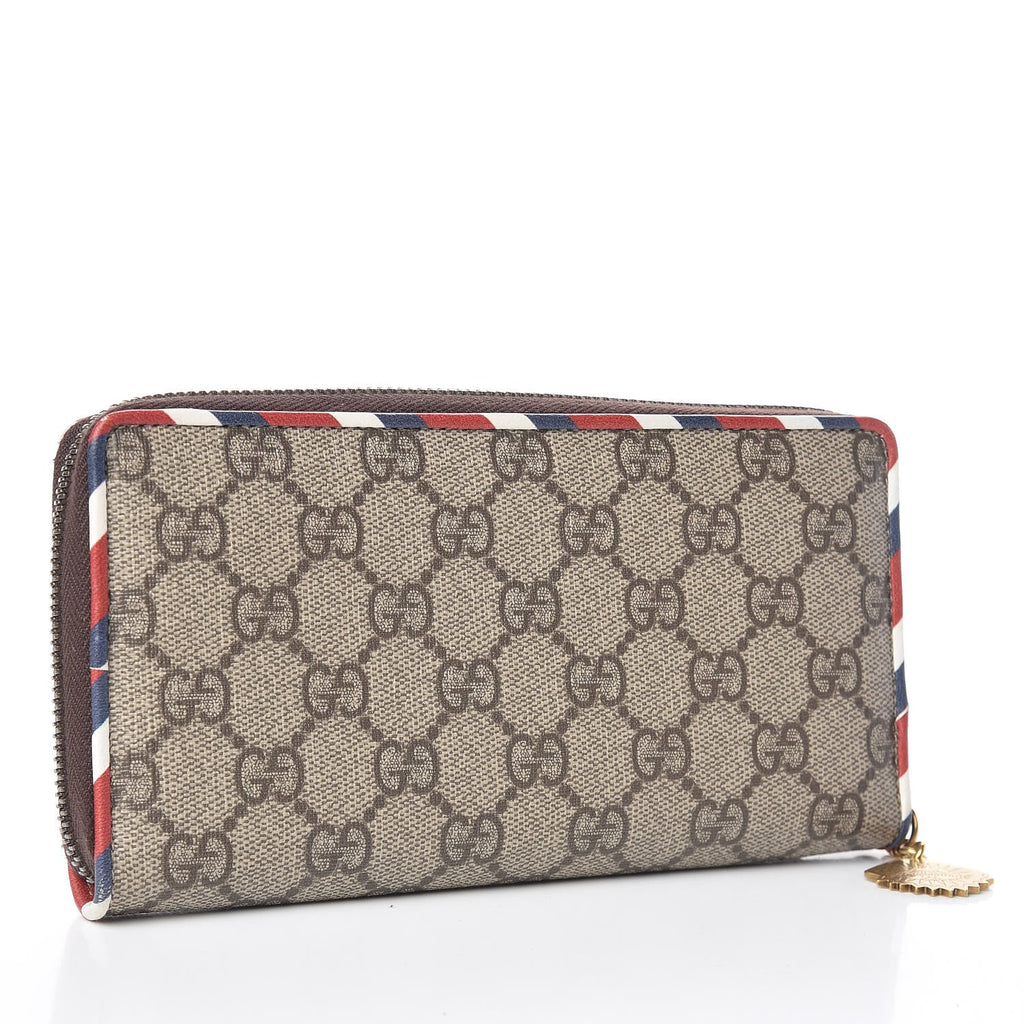 Gucci GG Supreme Monogram Courrier Embroidered UFO Zip Around Wallet