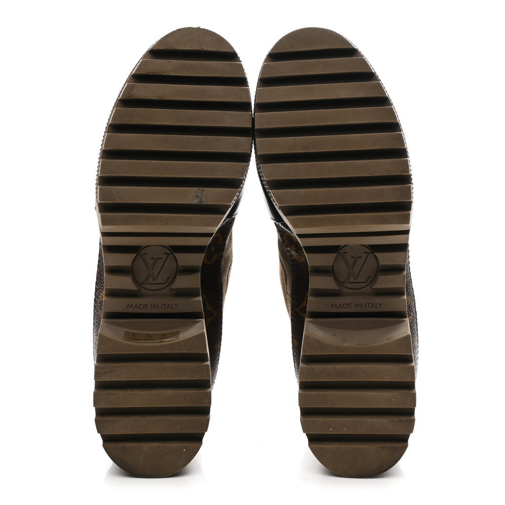 Louis Vuitton Suede Calfskin Monogram Laureate Platform Desert Boots 36 Taupe
