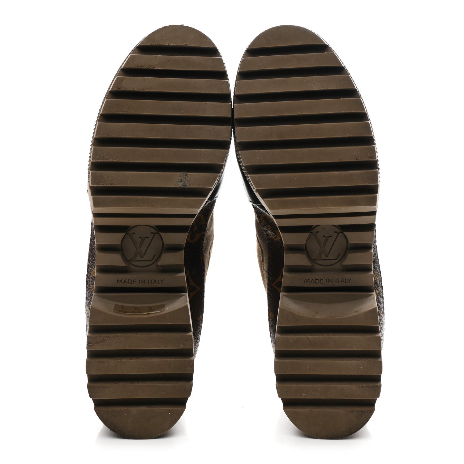 Louis Vuitton Suede Calfskin Monogram Laureate Platform Desert Boots 36 Taupe
