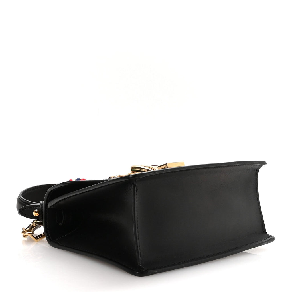 Gucci Calfskin Mini Sylvie Top Handle Bag Black