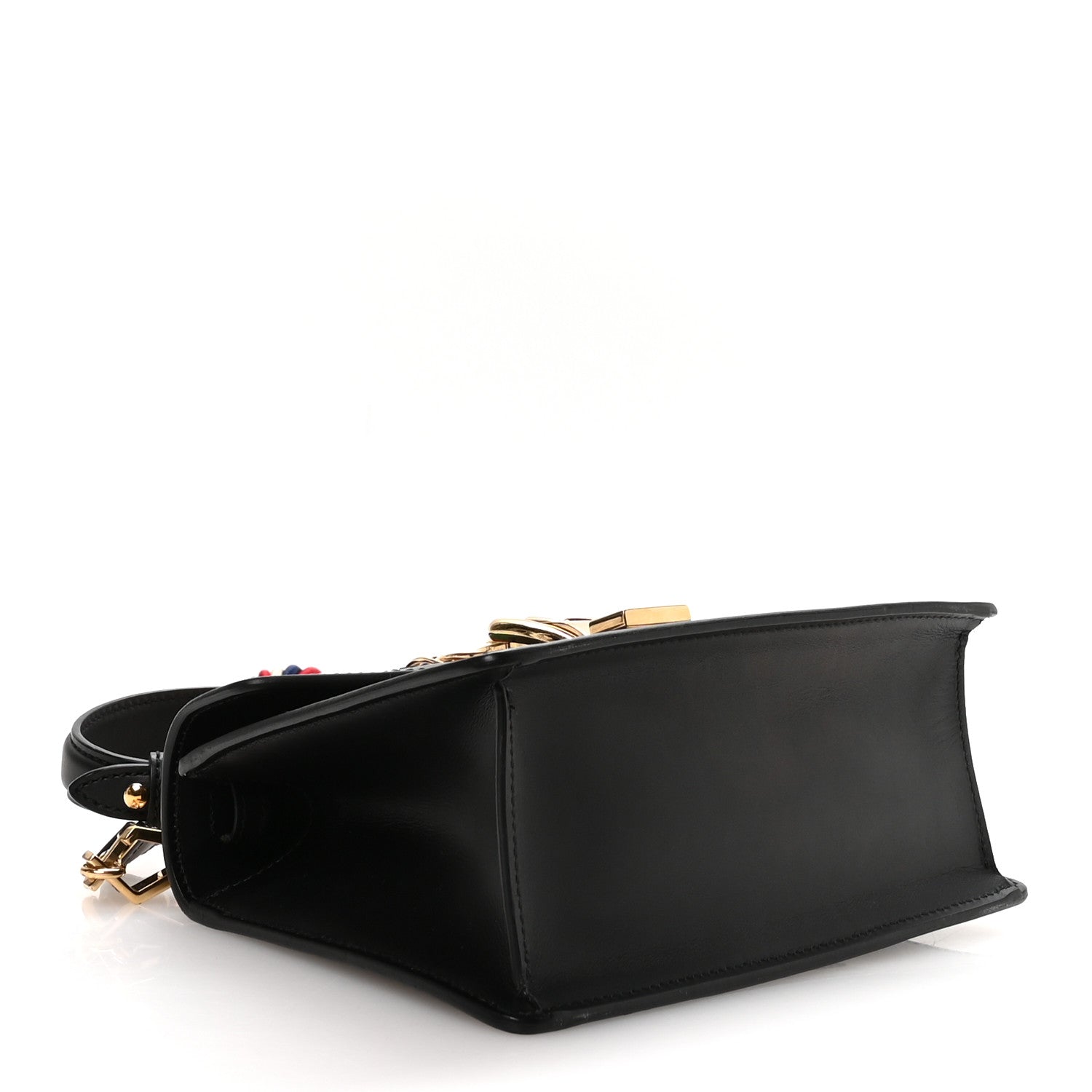 Gucci Calfskin Mini Sylvie Top Handle Bag Black
