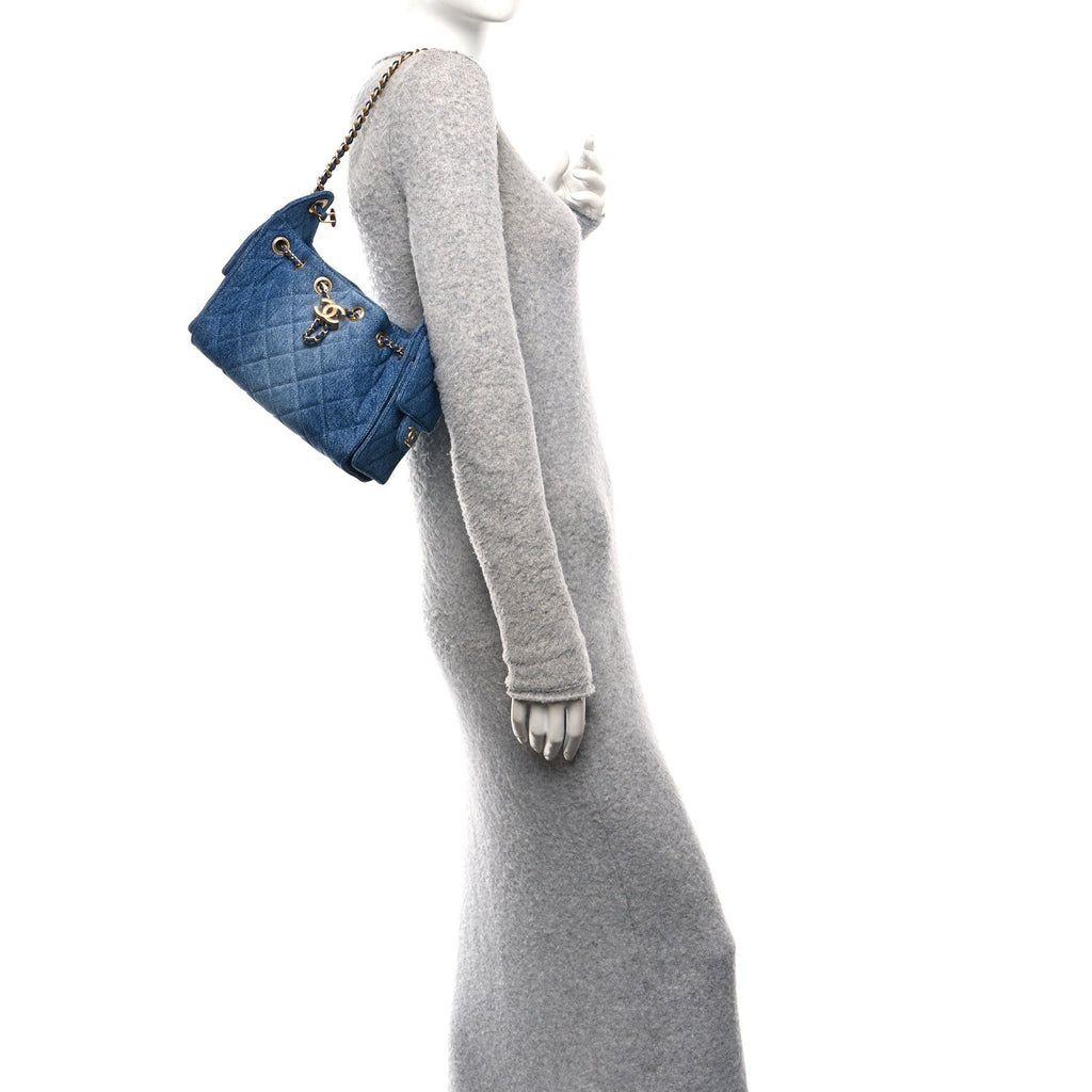 Chanel Washed Denim Quilted Mini Chanel 25 Handbag Blue
