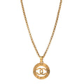 CC Chain Pendant Long Necklace Gold