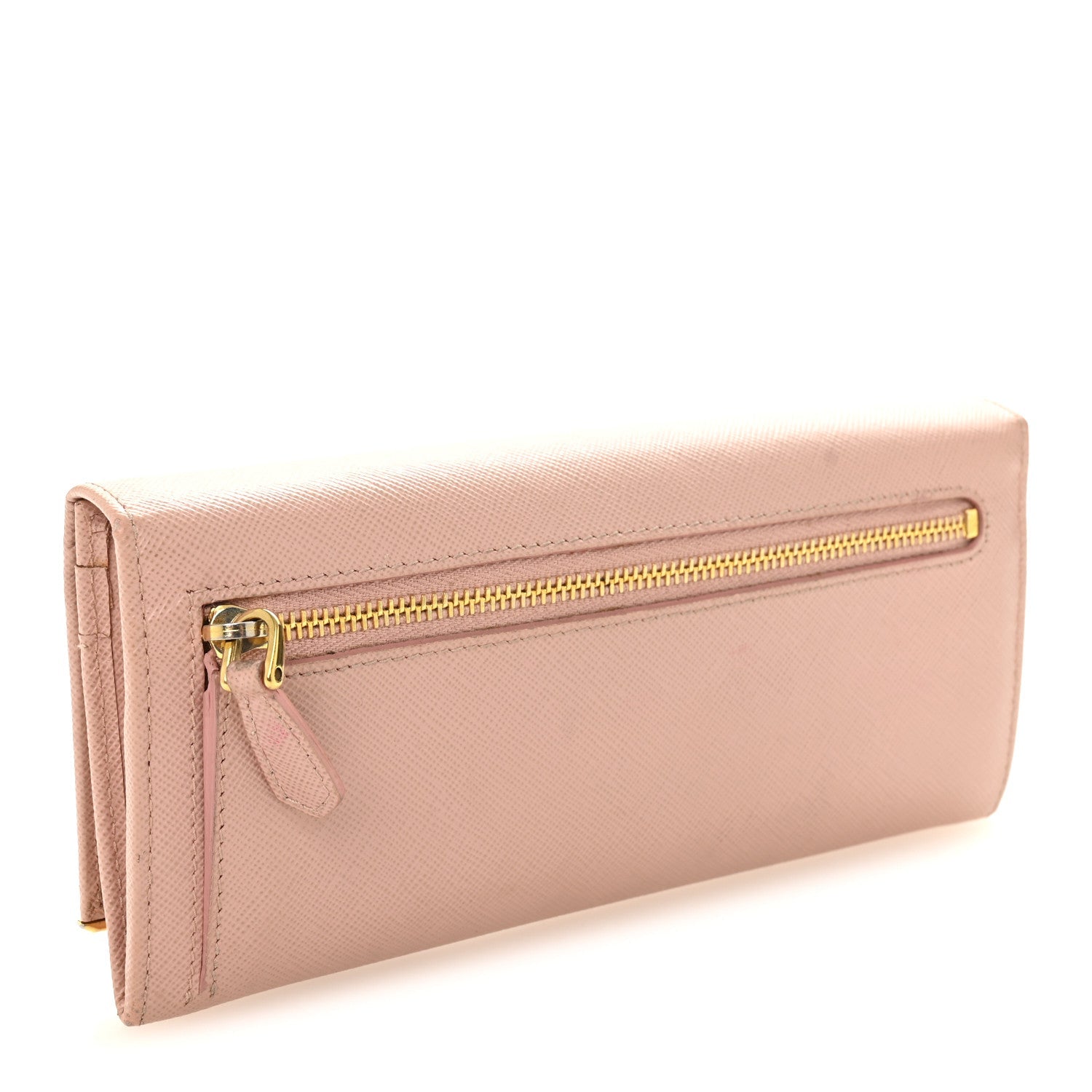 Prada Saffiano Metal Bar Continental Flap Wallet Orchidea