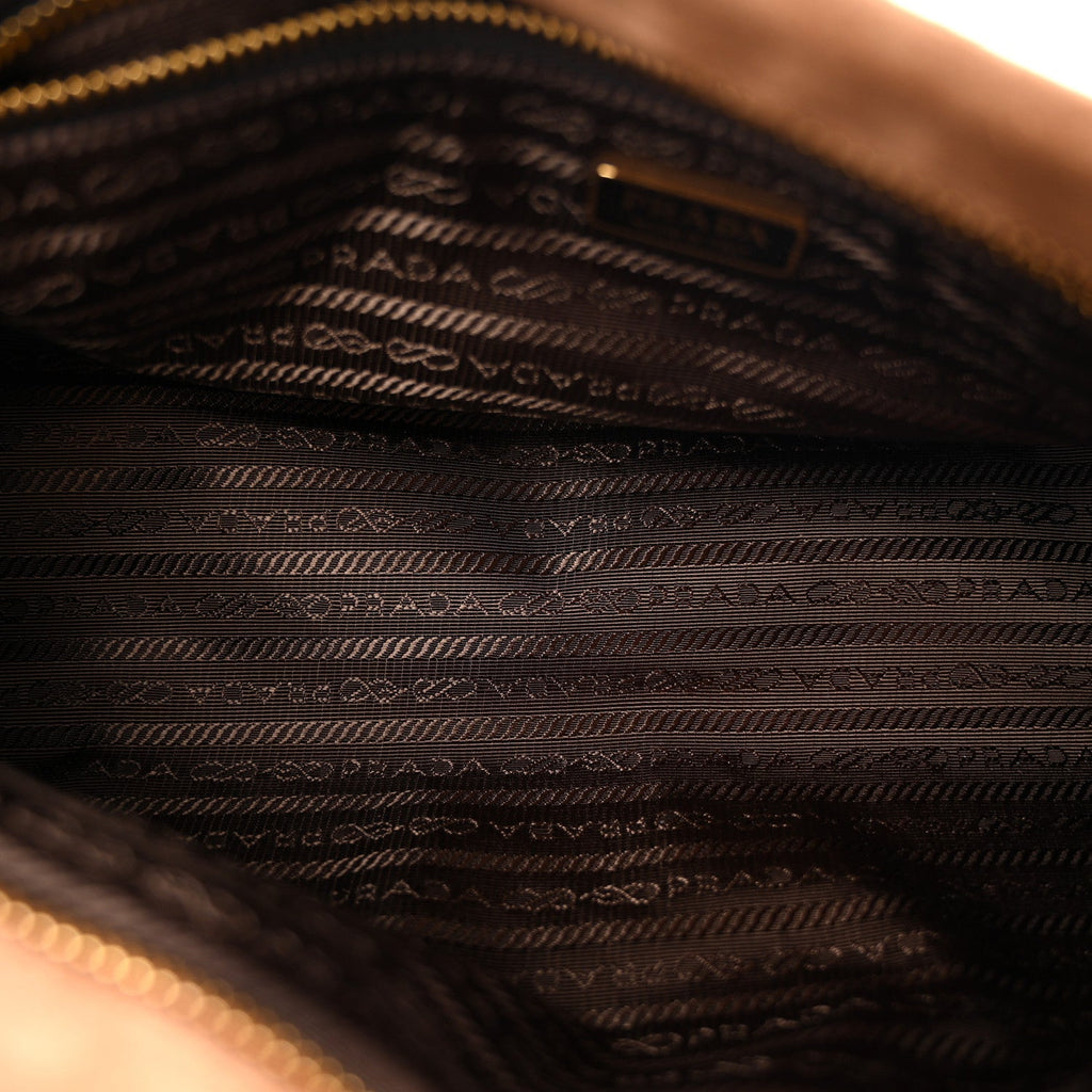 Prada Suede Triangle Medium Bonnie Shoulder Bag Cacao