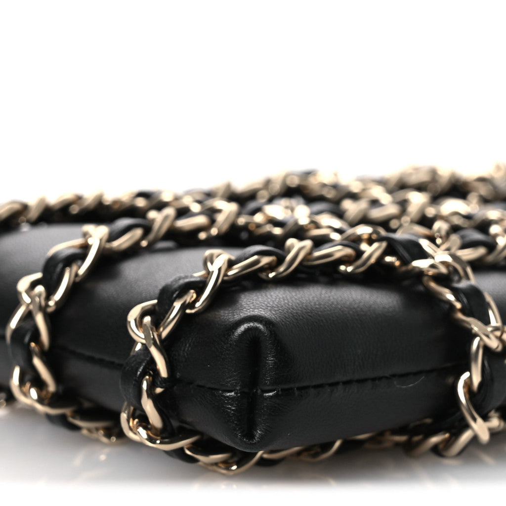 Chanel Lambskin Tech Me Out Clutch With Chain Black