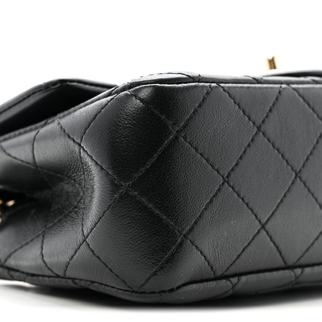 Chanel Lambskin Quilted Mini Rectangular Pearl Crush Flap Black