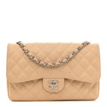 Chanel Caviar Quilted Jumbo Double Flap Light Beige